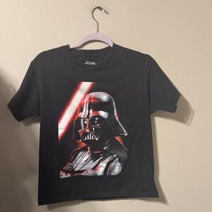 Unisex Kids Black Star Wars Darth Vader Graphic Shirt sz L 100% Cotton